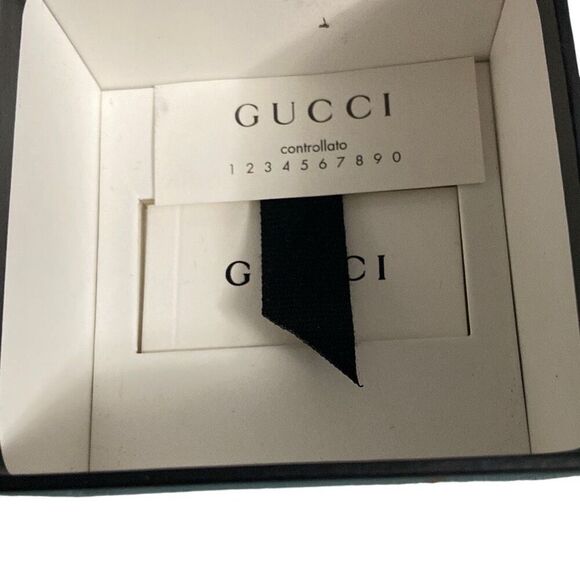 Gucci Double G Crystal Stone Aged Gold Metal Band 12 Stones Ring Size M/7 - Picture 6 of 14